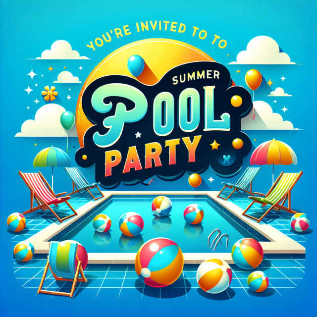 Pool Party Invitations Summerlin